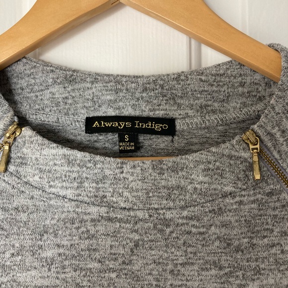 Always Indigo Marled Grey Sweater with Shoulder Details - Picture 4 of 6